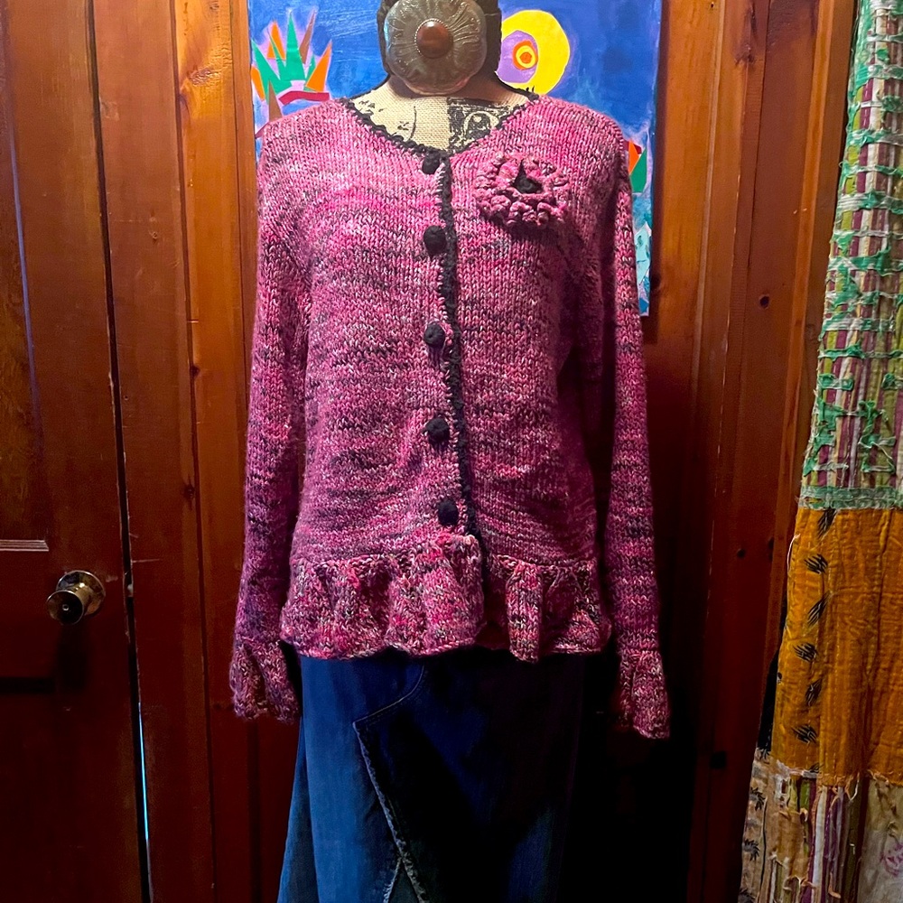 PUTUMAYO Fuscha Tweed Cardi with Flower Pin